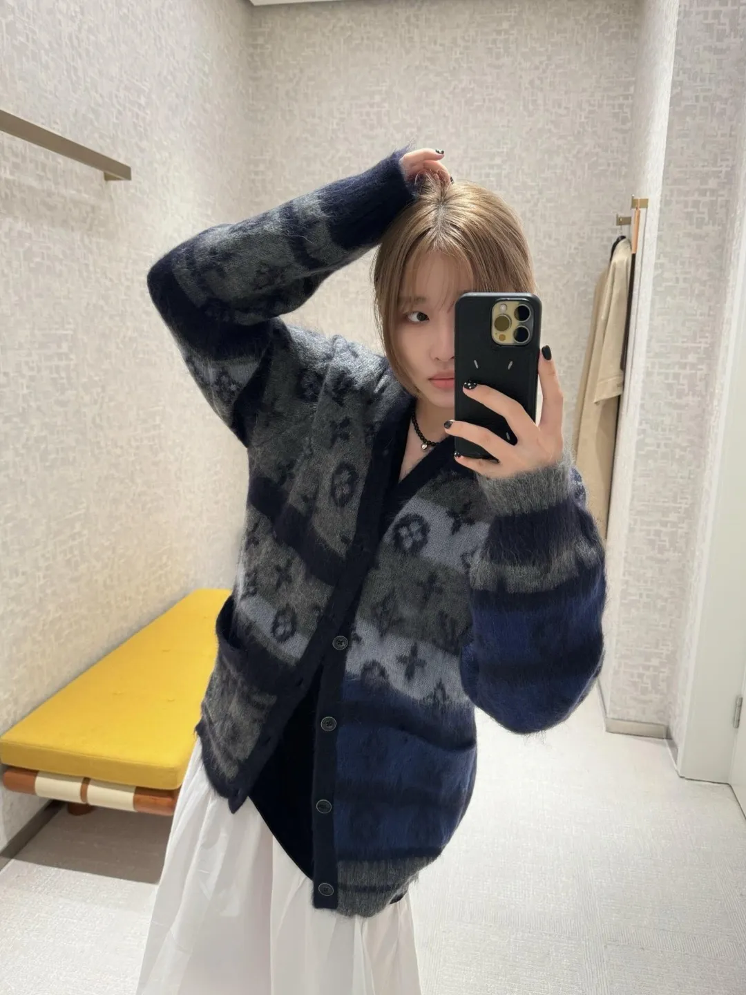 Louis Vuitton/Louis Vuitton contrasting jacquard mohair cardigan